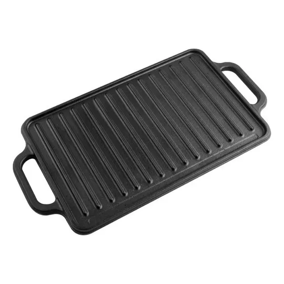 Plancha Para Asar De Hierro Fundido 33 X 21cm 32425 Color Negro