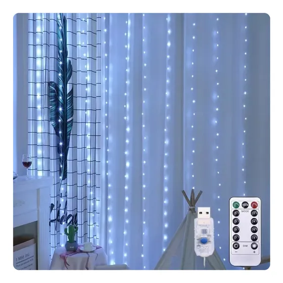 Cortina Led 3x2 Com 8 Função Controle Pra Casamento De Natal