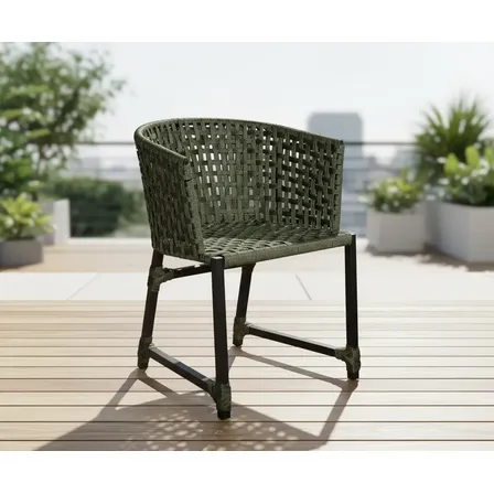 Poltrona Premium Corda Nautica Aluminio Jardim Varanda Luxo Verde-escuro Liso