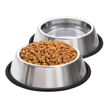 Kit Comedero Bebedero Antivuelco Acero Inox Para Perros X2 Kit Comedero Bebedero Antivuelco Acero Inox Para Perros X2