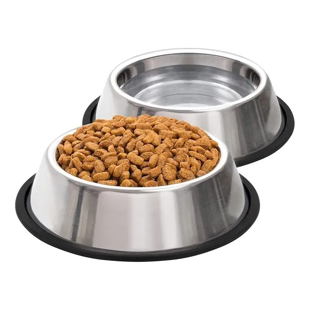 Kit Comedero Bebedero Antivuelco Acero Inox Para Perros X2