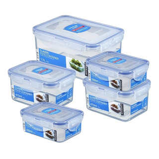 Kit 5 Potes Hermético Retangular Lock&lock 350ml 470ml 1,1 L Kit 5 Potes Hermético Retangular Lock&lock 350ml 470ml 1,1 L