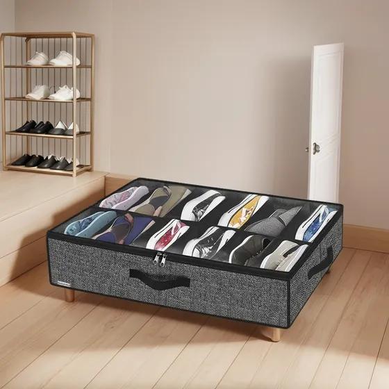 Zapatera Plegable Bajo Cama 12 Puestos Organiza