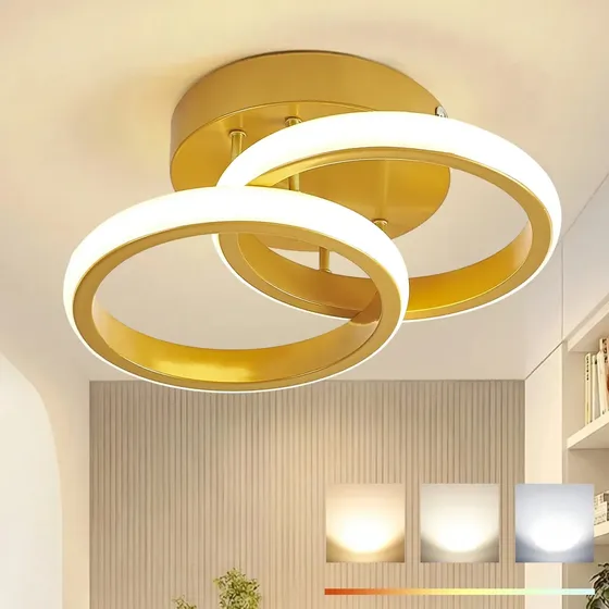 Lustre Luminaria Pendente Quarto Redondo Dourado Sala Quarto Corredor Sala Mesa Jantar Cozinha