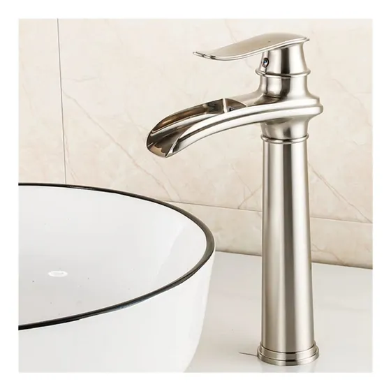 Grifo Laton Dorado Para Lavabo Baño Cascada Una Sola