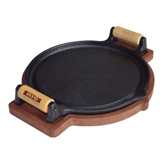 Conjunto Chapa Redonda 24 Cm Com Suporte De Madeira Rig Conjunto Chapa Redonda 24 Cm Com Suporte De Madeira Rig