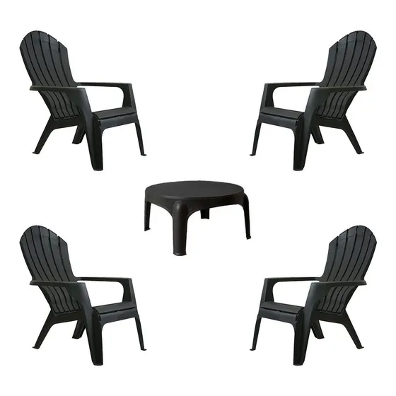 Sillon De Jardin Miami X4 + Mesa Ratona Puket Color Negro Garden Life