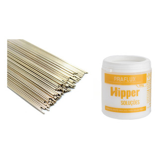 Kit 1 Kg Vareta Foscoper 2,4mm + 1 Fluxo De Solda Prata 500g Cor Da Punta Dourado-escuro Kit 1 Kg Vareta Foscoper 2,4mm + 1 Fluxo De Solda Prata 500g Cor Da Punta Dourado-escuro