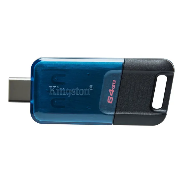 MEMORIA USB-C KINGSTON DATATRAVELER 80 M 64GB 200MB/S COLOR NEGRO/AZUL LISO