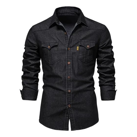 Camisa Casual De Mezclilla Y Manga Larga Para Hombre