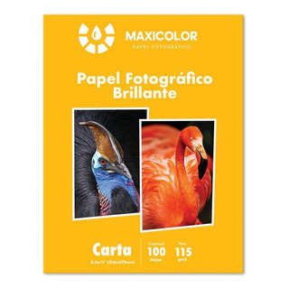 Papel Fotográfico Glossy Carta 115gr 100 Hojas Maxicolor Papel Fotográfico Glossy Carta 115gr 100 Hojas Maxicolor