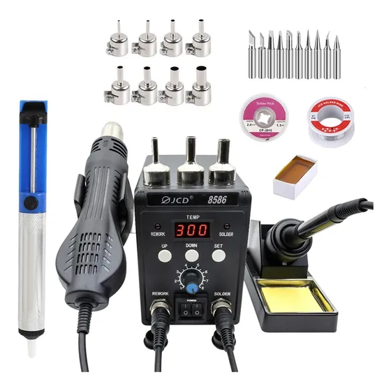 Kit Estacion Soldado Smd 8586 Digital Cautines Aire Caliente
