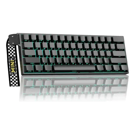 Teclado Gamer Mecánico Magnético Inalámbrico Aula Mini 60 He Pro Rgb Trimodo Usb Bluetooth 60% Color Negro Con Correa
