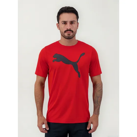 Camiseta Puma Active Big Logo Vermelha E Preta