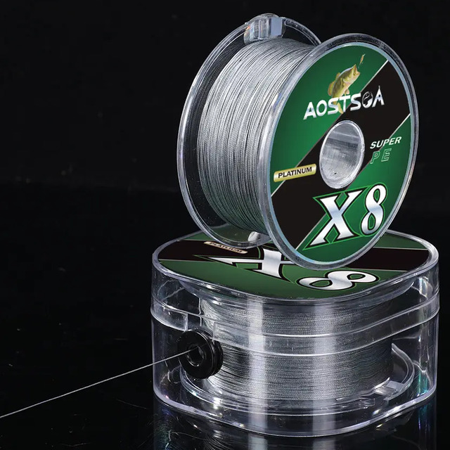 Linha Multifilamento 500m Aostsoa X8 8 Fios 0.16mm 7.5kg Polietileno Cinza