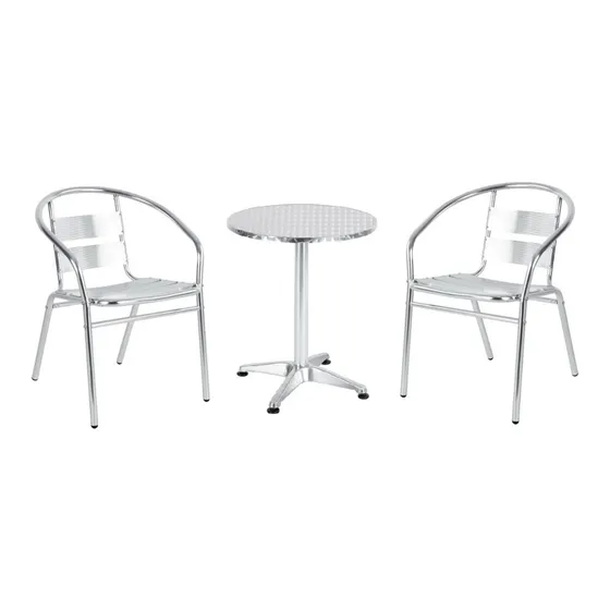 Set Juego De Jardin Patio Balcon 3 Piezas Aluminio Bistro