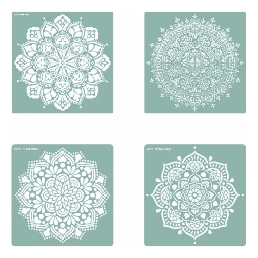 Kit 4 Stencils Decorativo Mandala  30x30 Y 50x50