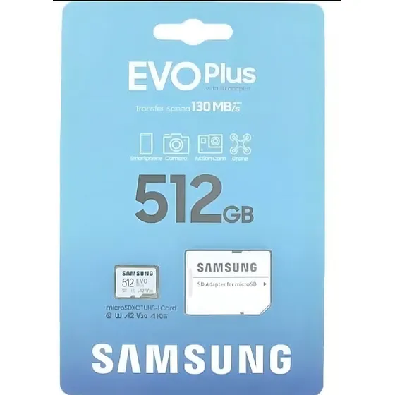 Memoria Micro Sd 512gb Samsung Evo Plus U3 4k 130mb/s