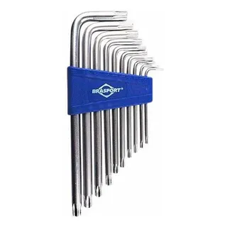 Kit Jogo Chave Torx T10 A T50 Longa C/ 10pçs Aço Crom. Fosco Kit Jogo Chave Torx T10 A T50 Longa C/ 10pçs Aço Crom. Fosco