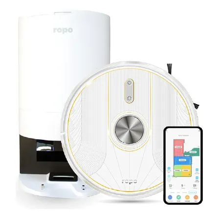 Robô Aspirador Ropo Glass 5 Pro Autolimpante C/ Lidar 110v Branco