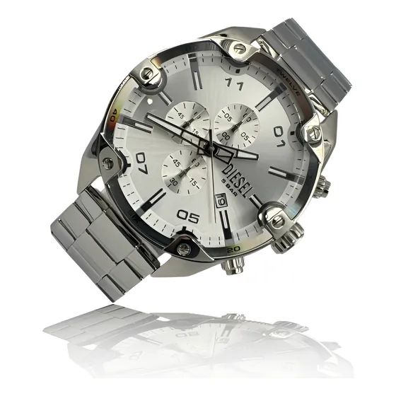 Relógio Diesel Original Spiked  Masculino Prata