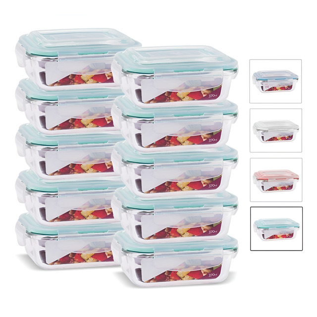 Kit Conjunto 10 Potes Vidro Hermético Marmita Tampa 370ml Kit Conjunto 10 Potes Vidro Hermético Marmita Tampa 370ml