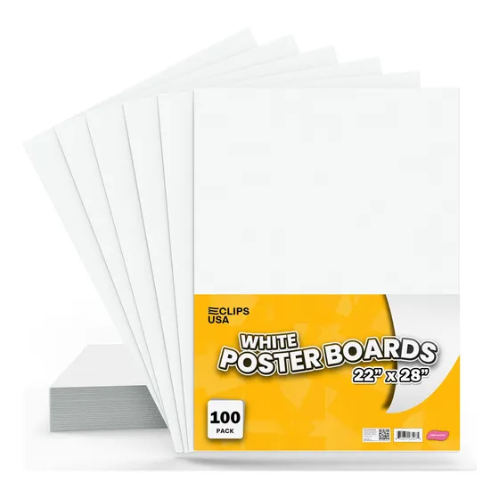 Poster Board E-clips Usa, Papel Blanco Para Póster, 22 X 28