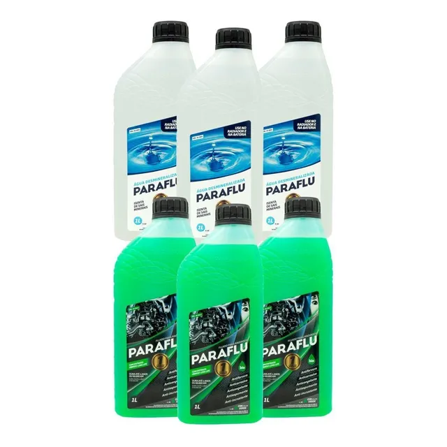 3 Aditivos Radiador Verde E 3l Água Desmineralizada Paraflu