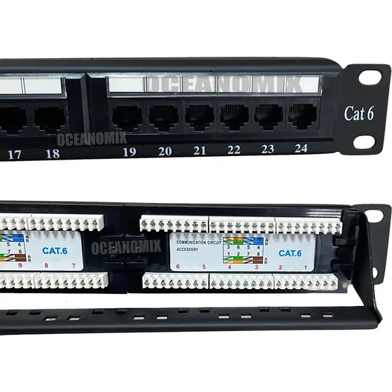 Patch Panel 24 Portas Cat6 Rj45 Utp Com Guia Traseira