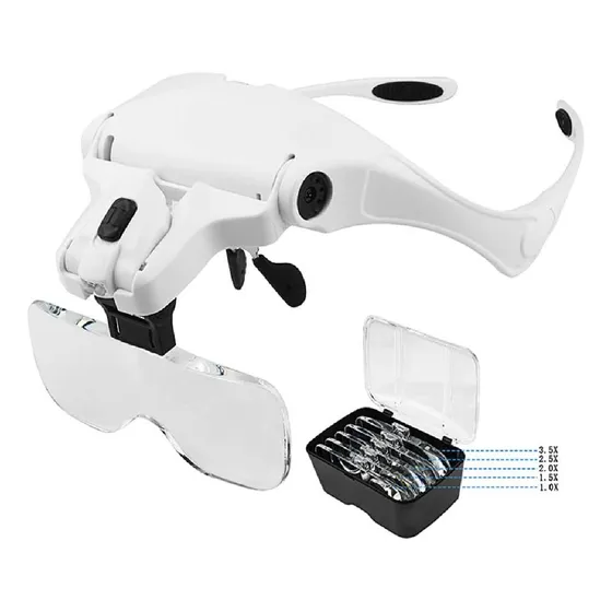 Lupa Vincha Con Luz Led Ajustable Multiuso 3.5x + Lentes