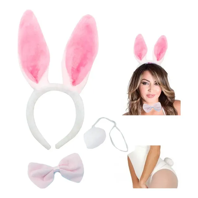 Disfraz Set Diadema Orejas Corbatin Cola Coneja Playboy Sexy