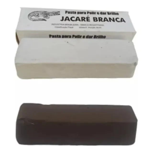 Kit 2 Massa Pasta Jacaré Polir Inox 400g Branca E Marrom