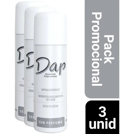 Kit 3 Desodorante Spray Dap Sem Perfume 90ml