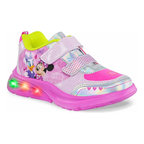 Tenis Con Luces Minnie Pals Rosa-pla Para Niña Disney