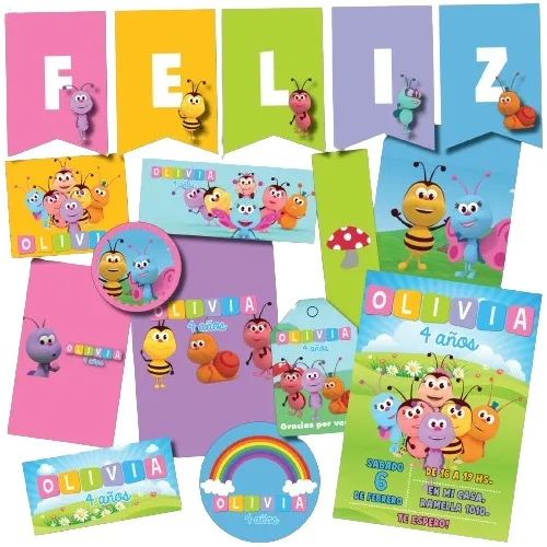 Kit Imprimible Personalizado Bichikids Candy Deco Invitacion