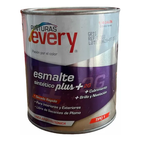Pintura En Aceite Esmalte Sintético Gris 1/4 Galón Every