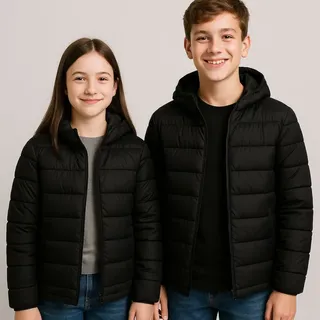 Jaqueta Infantil Bobojaco Puffer Blusa De Frio Corta Vento Preto Único Gominho R
