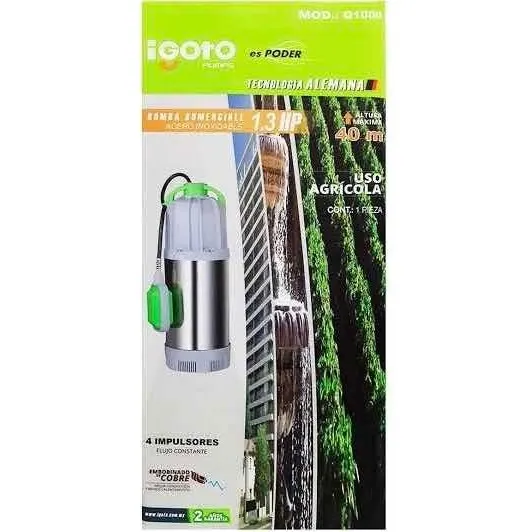 Bomba Sumergible 1.3 Hp Acero Inoxidable Igoto Q1000