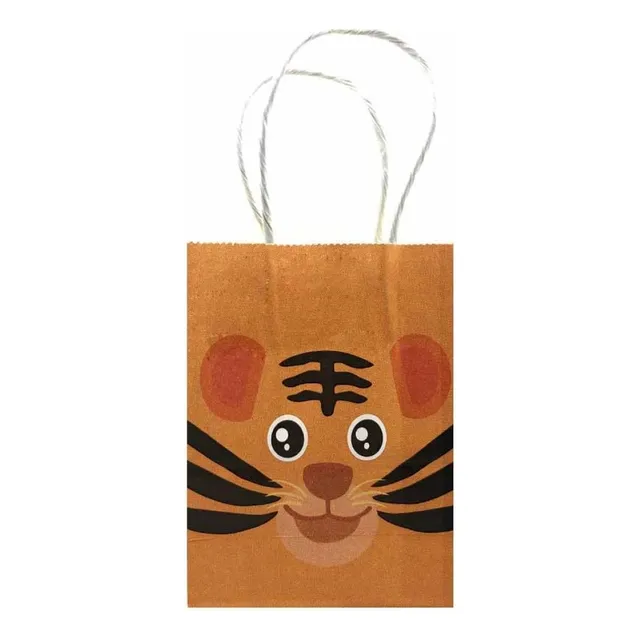 Bolsa Con Asa Animales De La Selva 12 Unidades 11x6x15 Cm