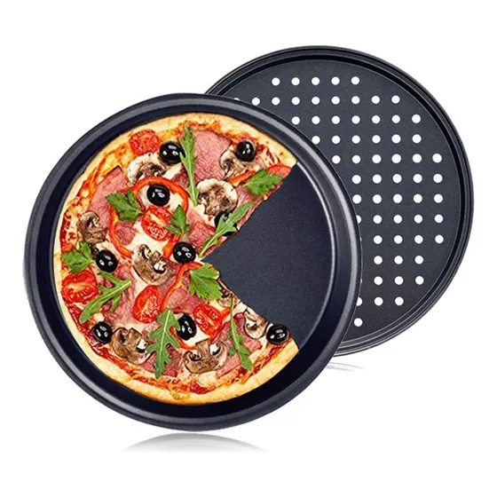 Bandeja Para Pizza 12  Antiadherente Agujero Acero Al Horno