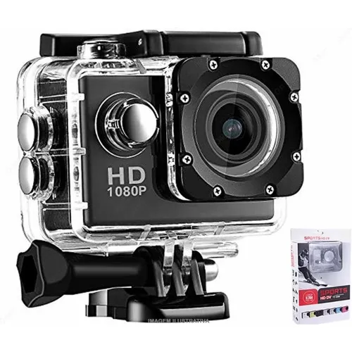 Câmera Filmadora Sport Hd Dv1080 P/capacete Mergulho Bike Cor Preto