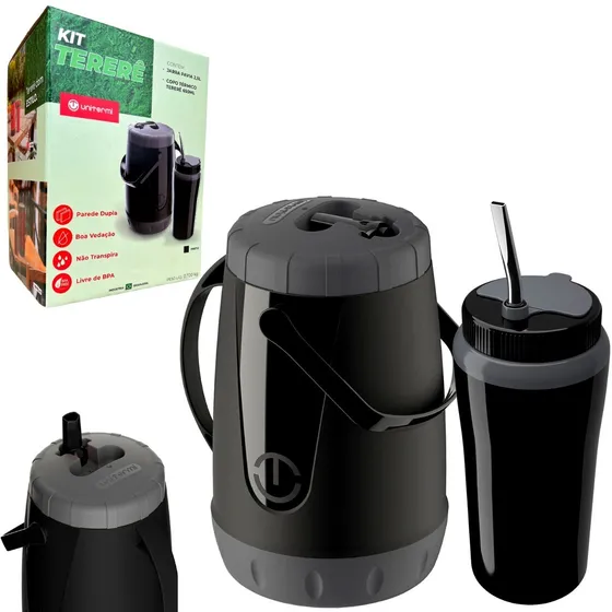 Kit Tereré Garrafa Térmica 2,5l + Copo Térmico Bomba Inox