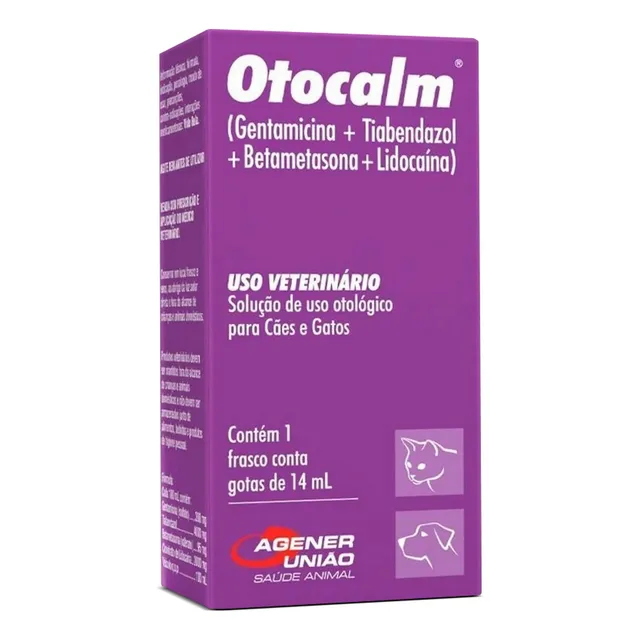 Otocalm Gotas 14ml Para Cães/gatos Agener Solução Otologica