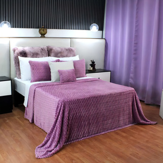 Frazada Ligera King Size Transpirable Térmico Supersuave Color Morado Diseño De La Tela Relieve Frazada Ligera King Size Transpirable Térmico Supersuave Color Morado Diseño De La Tela Relieve
