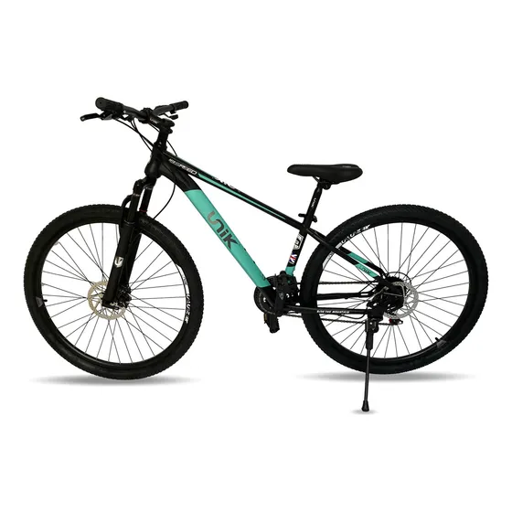 Bicicleta Todo Terreno Mtb Rin 29 Unik Montaña Suspension 24 Vel Ruta Campo Ciudad Resistente Cambios Frenos Disco Cicla Deporte Ciclismo Mountain Bike Acero Uso Diario Turquesa