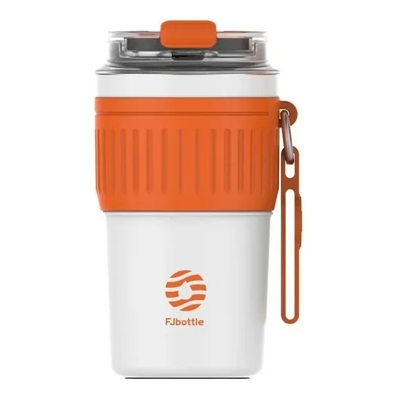 Fjbottle - Taza De Café Con Aislamiento De Acero Inoxidable Color Naranja Liso