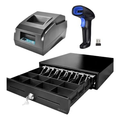 Kit Comercial Lector Codigo Barras Cajon De Dinero Impresora
