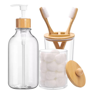 Conjunto 3 Peças Bamboo Para Banheiro Lavabo Conjunto 3 Peças Bamboo Para Banheiro Lavabo