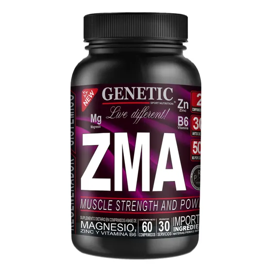 1mes Energía Potencia Vigor Zinc Magnesio Vit B6 Zma Genetic Sabor Neutro