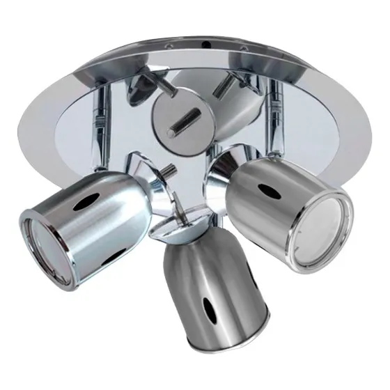 Plafon 3 Luces Niza Base Redonda Spot Apto Led Moderno 